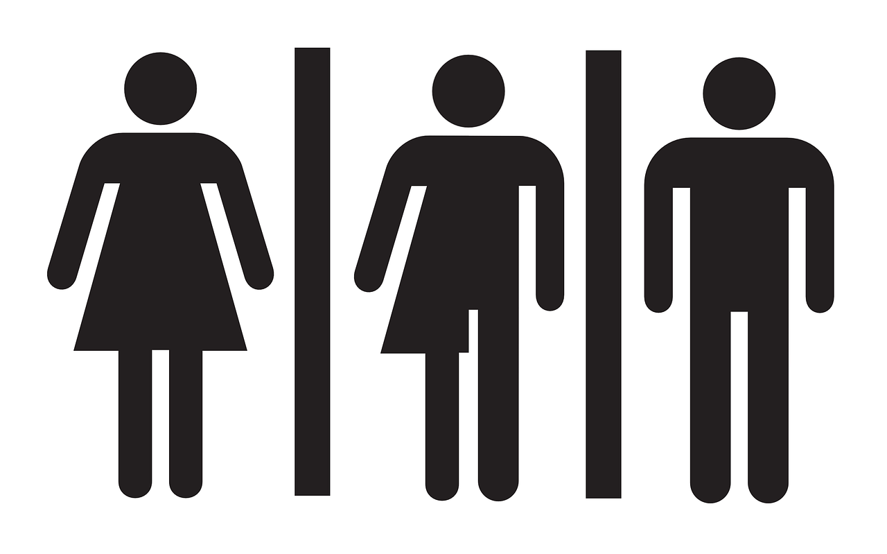 Schwarze Figuren bilden ab: weiblich, transgender, männlich.